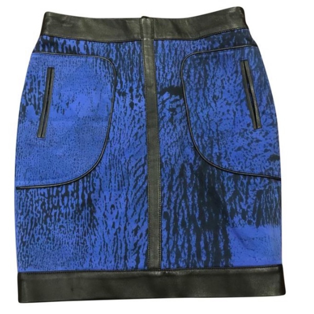 Kelly Wearstler‎ Black/Blue Leather Skirt